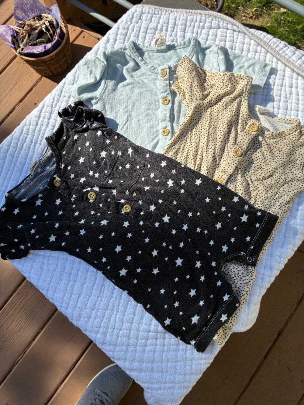 Larkspur Bamboo Rompers Set of Three 12-18 M